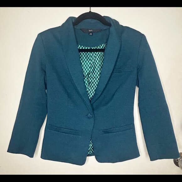 MOSSIMO Funky Lined Blue Turquoise Blazer Size XS - Picture 1 of 4